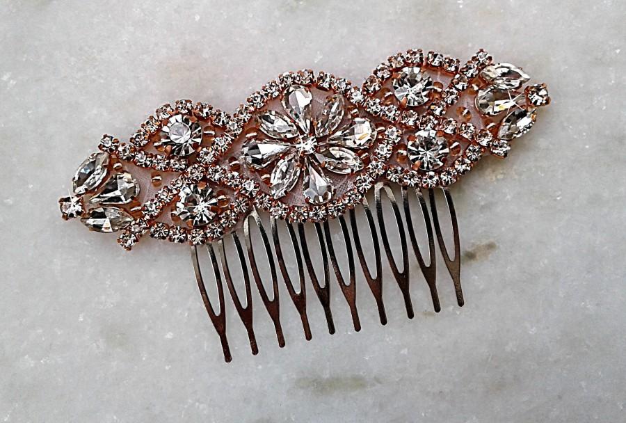 Hochzeit - Crystal Hair Comb, Bridal Hair Clip, Wedding Hair Ideas, Comb for Hair, Bridal Hair Accessories, Wedding Hair Pieces, Rose Gold Hair Combs