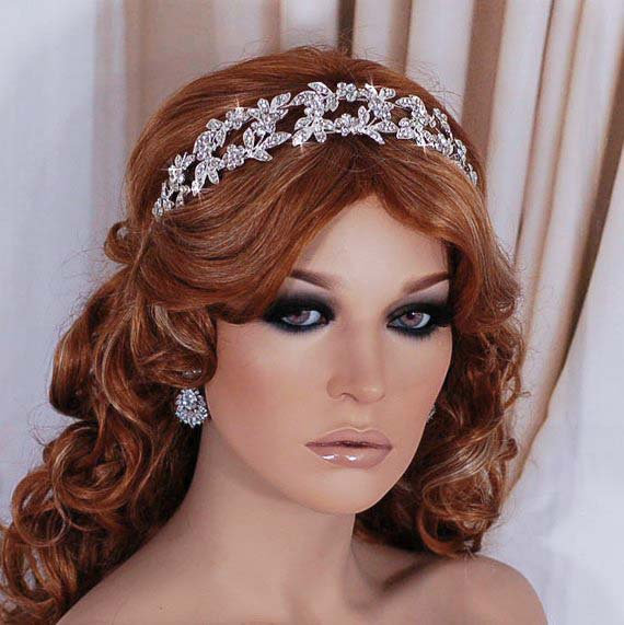 زفاف - Bridal Headband Headpiece Wedding Crystal Wreath Accessory Head Piece Band Brides Hair Accessories Weddings Floral Bride Jewelry Party Gift
