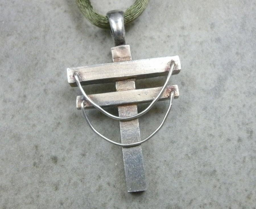 Wedding - Power Line Necklace- Fine Silver Pendant- Utility Linemen- Utility Pole- Powerline Pendant- Hidden Cross Jewelry- Industrial- Lineman
