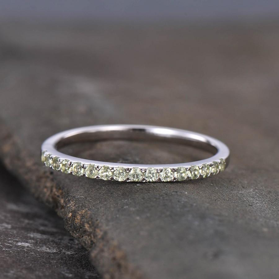 Hochzeit - Half Eternity Peridot Wedding Band, 925 Sterling Silver Ring, Gemstone Band, Wedding Ring, Peridot Gold Ring, Pave Band, Gift for her