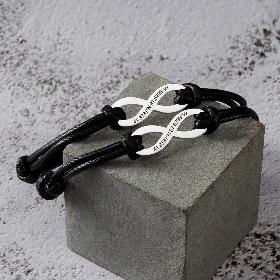 زفاف - Bracelet For Couple-Coordinate Bracelet Pairs-Personalized Graduation Bracelet-Christmas Bracelet For Husband-Leather Infinity Bracelet