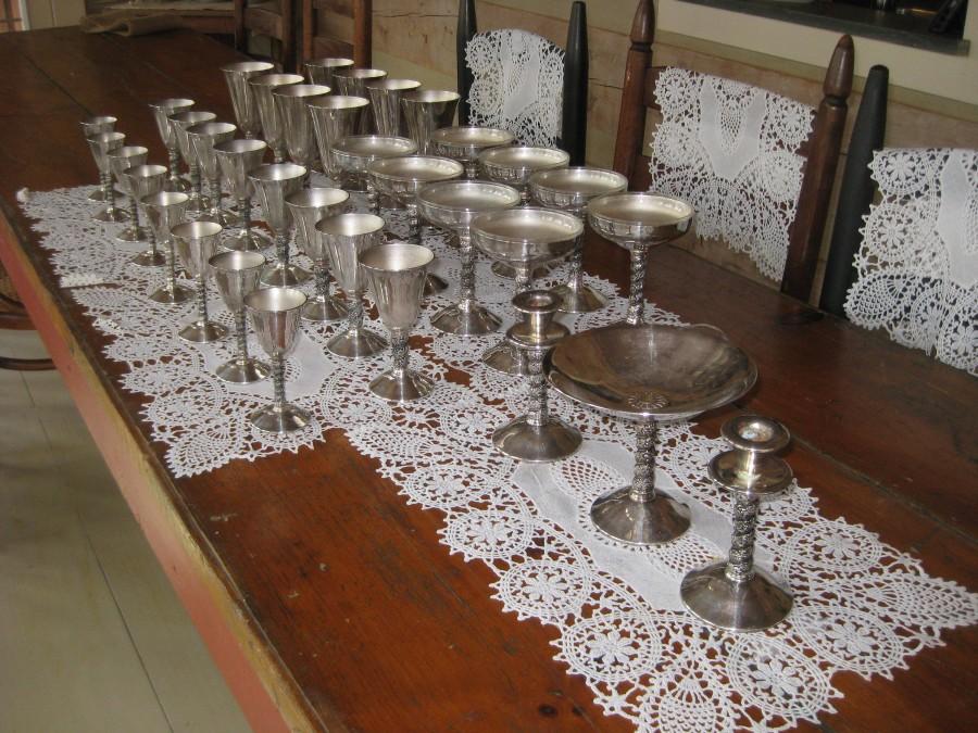 Mariage - REDUCED AGAIN !   Vintage  8 place setting  of Spanish Silver  including candle sticks and candy dish