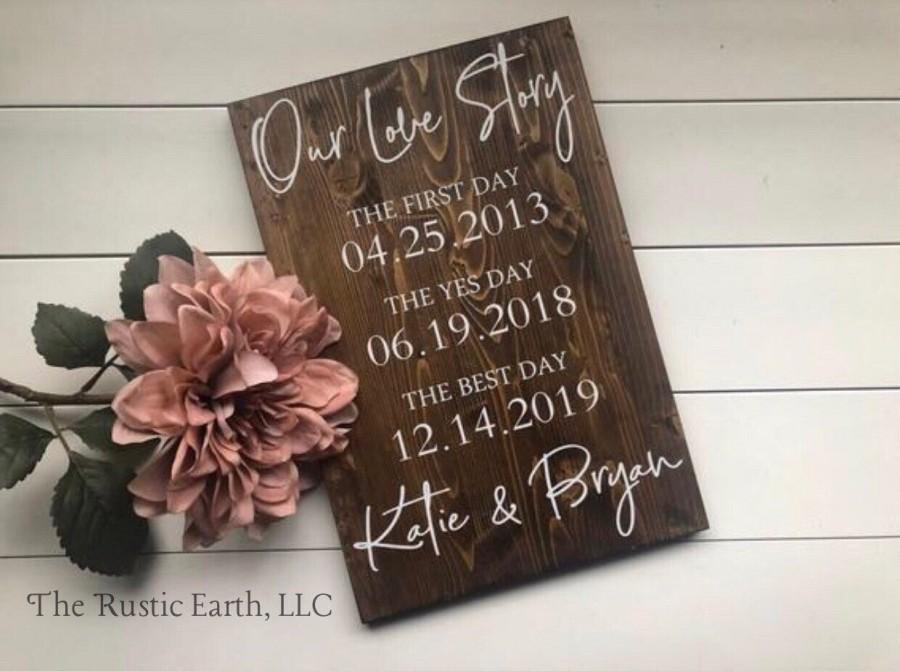 Wedding - First Day Yes Day Best Day Sign, Love Story Sign Special Dates Sign Wedding Date Sign, Anniversary Gift Bridal Shower Valentines Gift