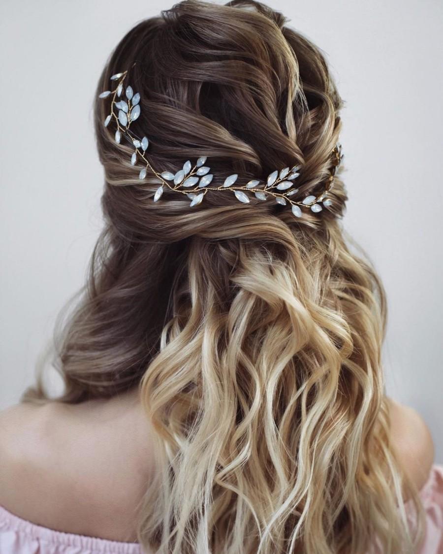 زفاف - Bridal hair vine  Bridal hair accessories Blue Opal Bridal halo Wedding hair piece Wedding hair Accessories Wedding hair vine