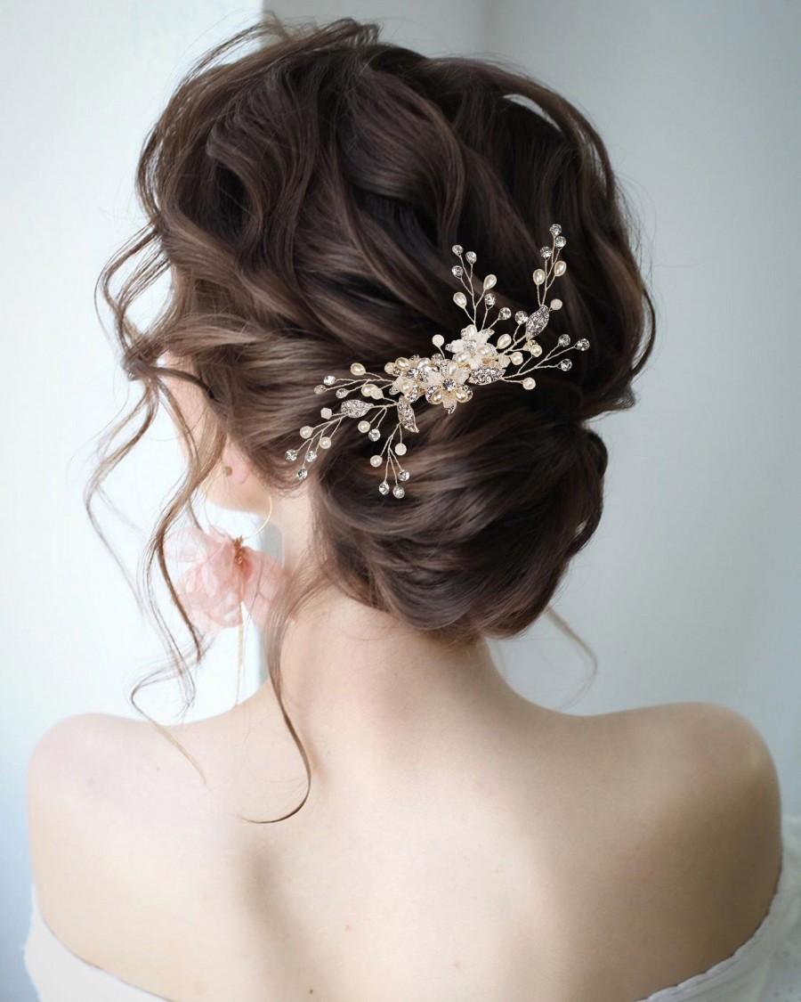 Hochzeit - Crystal Wedding Hair Comb Pearl Bridal Hair Comb  Bridal Hair Accessories Pearl Hair Comb Bridal Hair Piece Wedding Hair Accessories