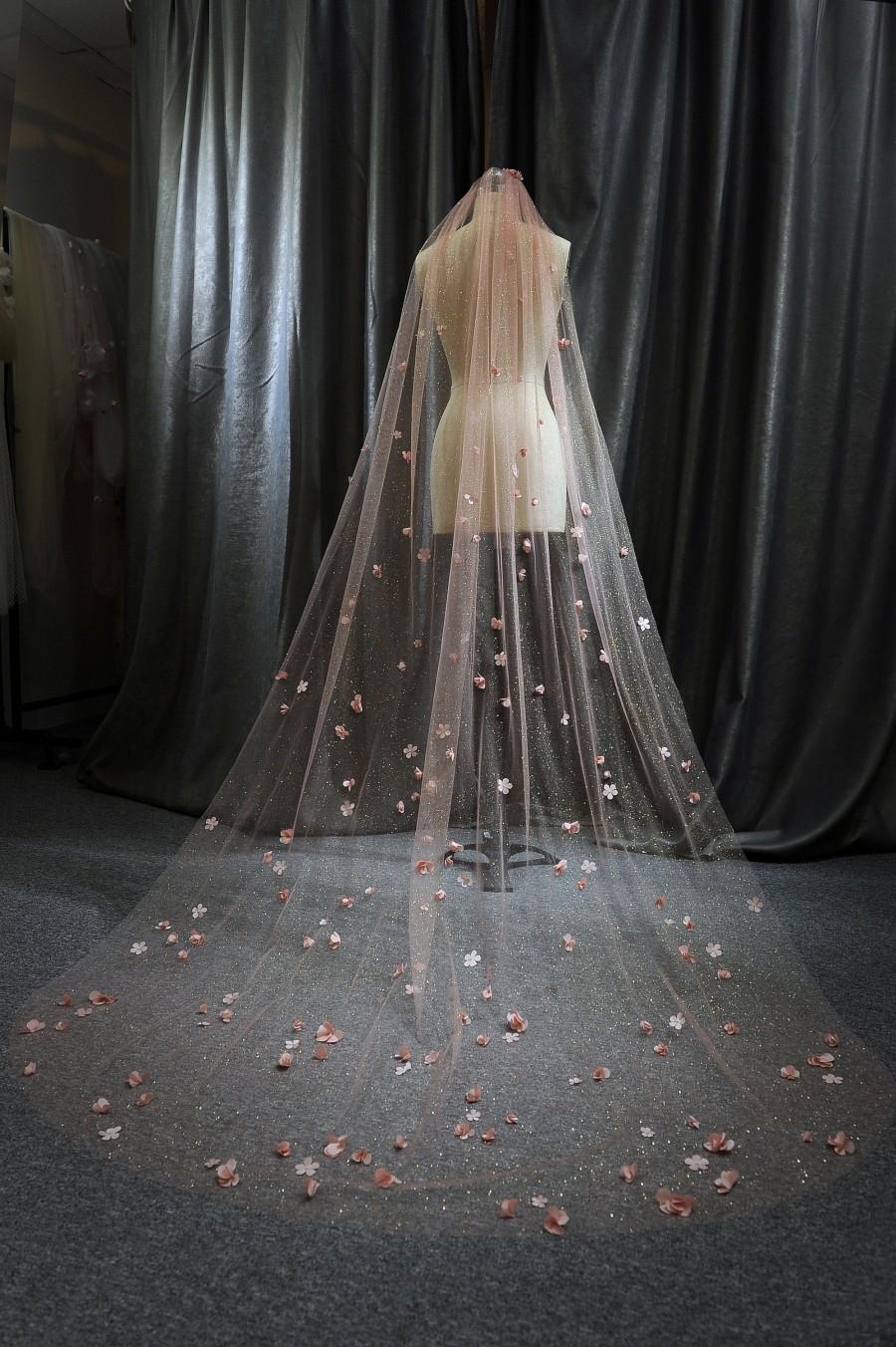 Wedding - Ls67/glitter veil/sparkle veil/ flower veil/chapel veil/custom veil