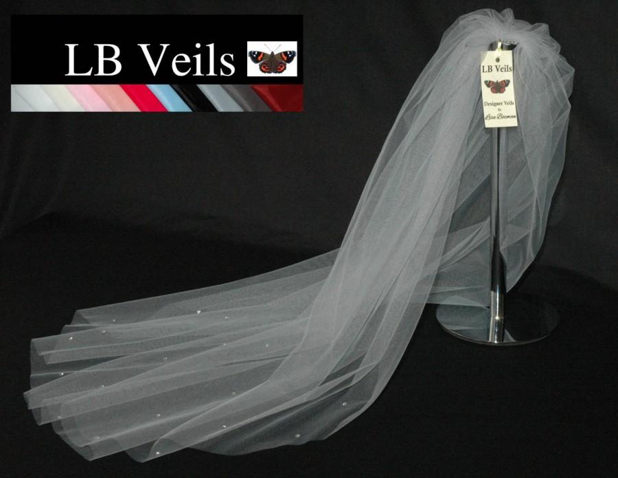 Wedding - Grey Wedding Veil, Crystal Veil, 1 Single Tier, Light Grey Veil, Grey Crystal Veil, Elbow Length, Diamante, Sparkle, LB Veils LBV158 UK