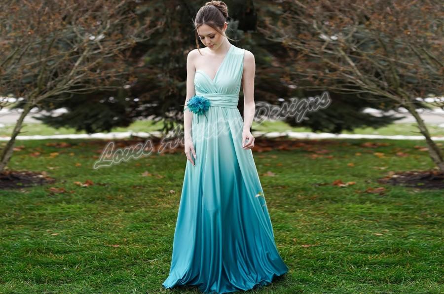 Hochzeit - Ombre Bridesmaid Dress turquoise Infinity Bridesmaid Dress Aqua blue Multi-way Wrap Dress Convertible Bridesmaid Dress Maternity Dress