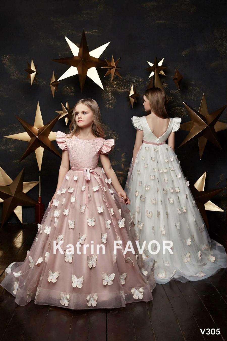 Mariage - Fairy Dress Princess Dress Flower Girl Dresses Tutu Pageant Dress Girls Maxi Dress Girls Wedding Dress Pink Girls Dress With Butterflies