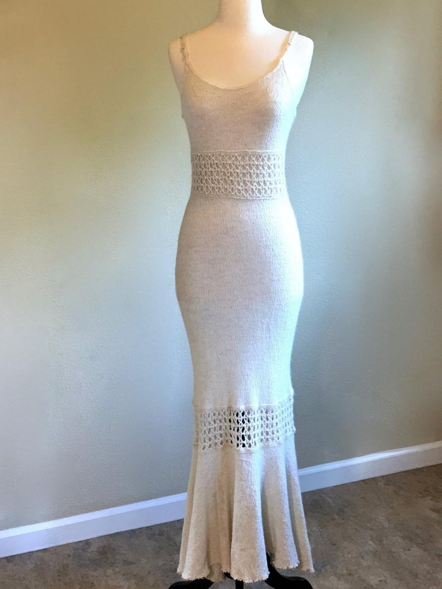 Mariage - VERY Rare 70s Mermaid Dress! Unique Ivory Woodland Wedding Gown 