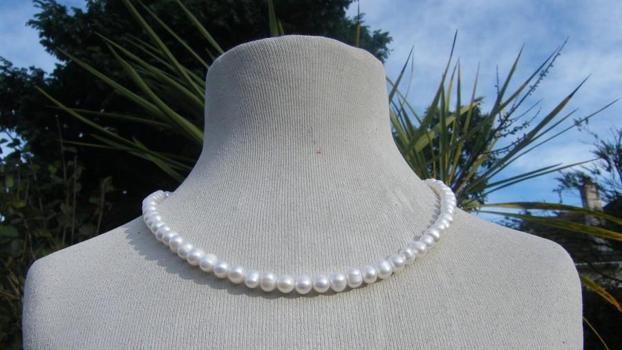 Hochzeit - FRESHWATER PEARL Necklace with STERLING Silver