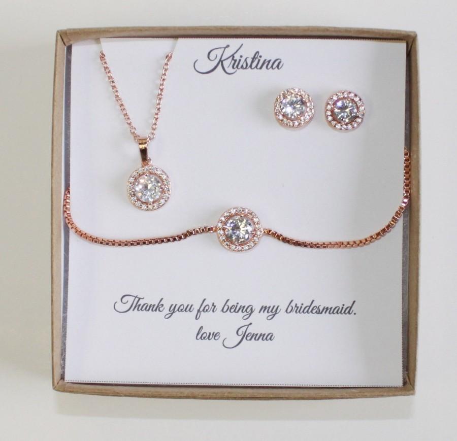زفاف - Custom bridesmaid gifts necklace earrings set, Bridesmaid earrings, Bridesmaid necklace, earrings and bracelet set, Bridal party jewelry set