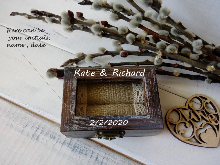 زفاف - Personalized wedding ring Box for Engagement ring  Rustic  Wooden box for  wedding ceremony Ring holder Engagement gift bearer pillow