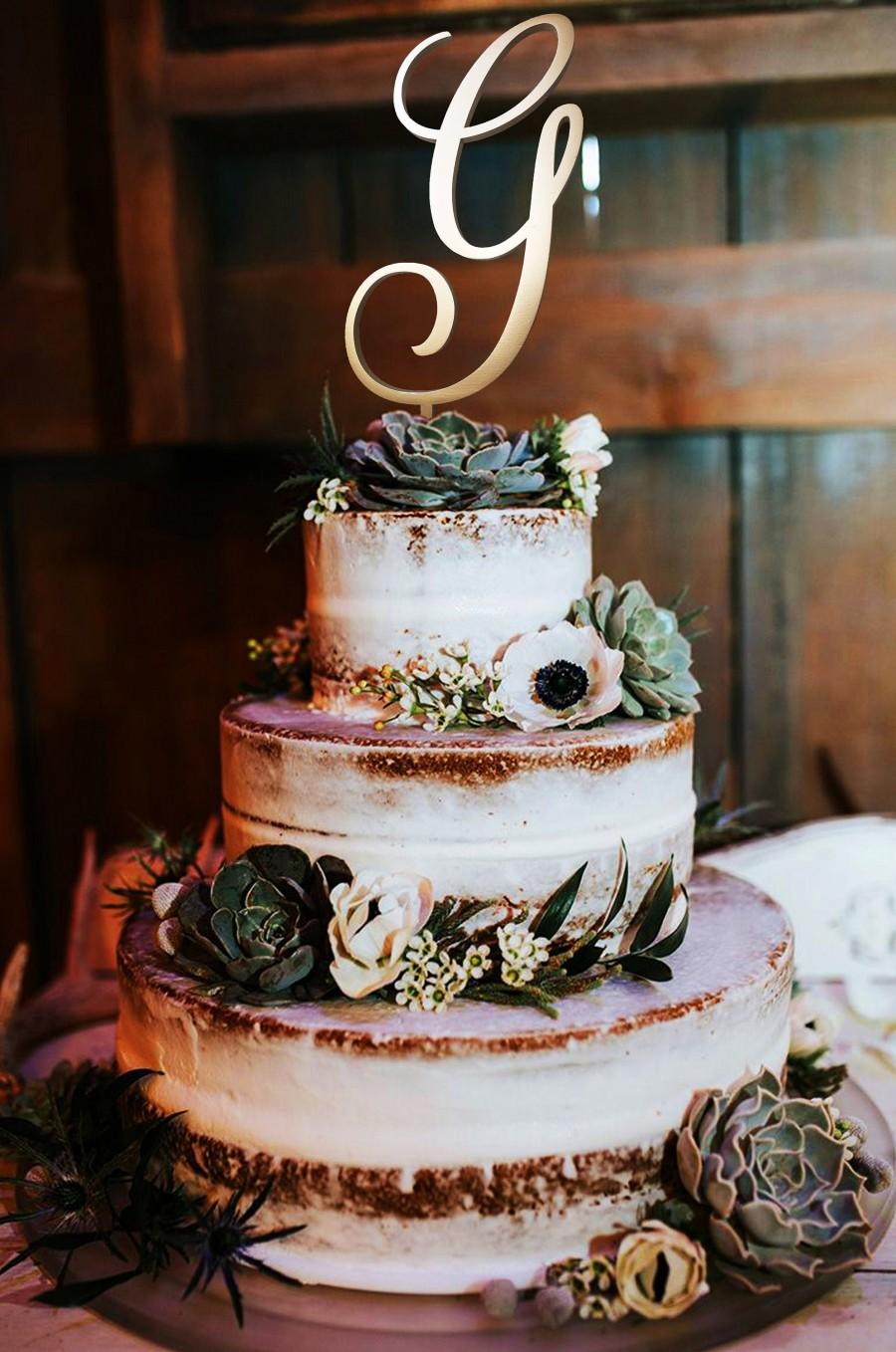 Mariage - Letter G Cake Topper Wedding Cake Topper Initials cake topper Cake toppers single letters natural wood monogram cake topper wedding letter g