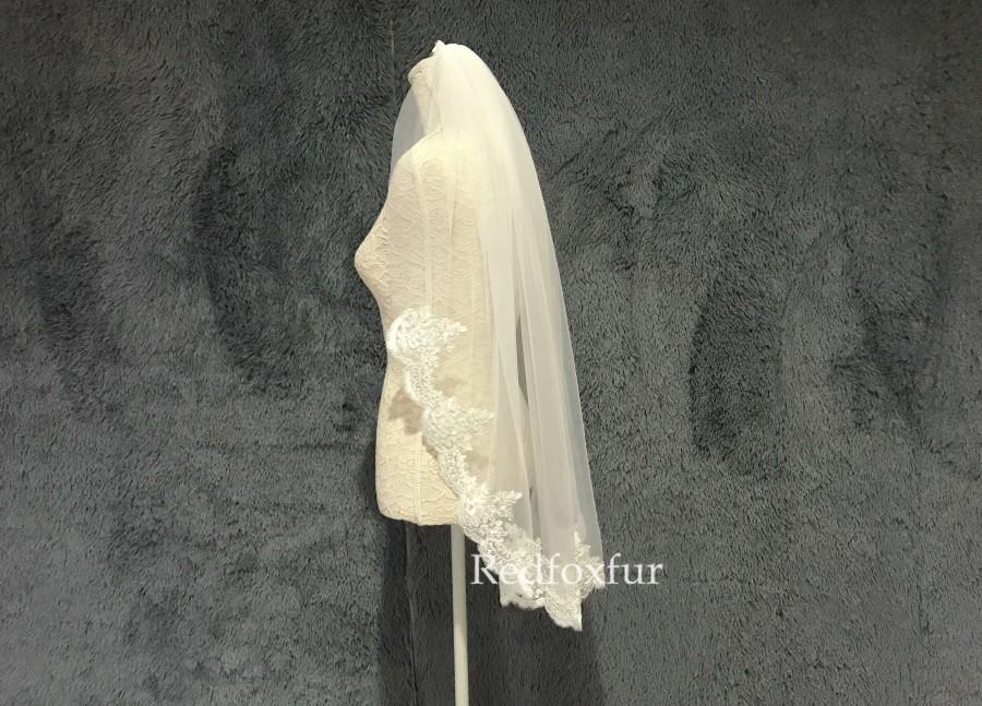 Hochzeit - Lace Veil,Elbow veil,Hip veil,Chapel veil,Cathedral veil,Bridal veil,Wedding veil,1Tier veil,Flower veil,Wedding gift,Ivory Veil,Comb veil