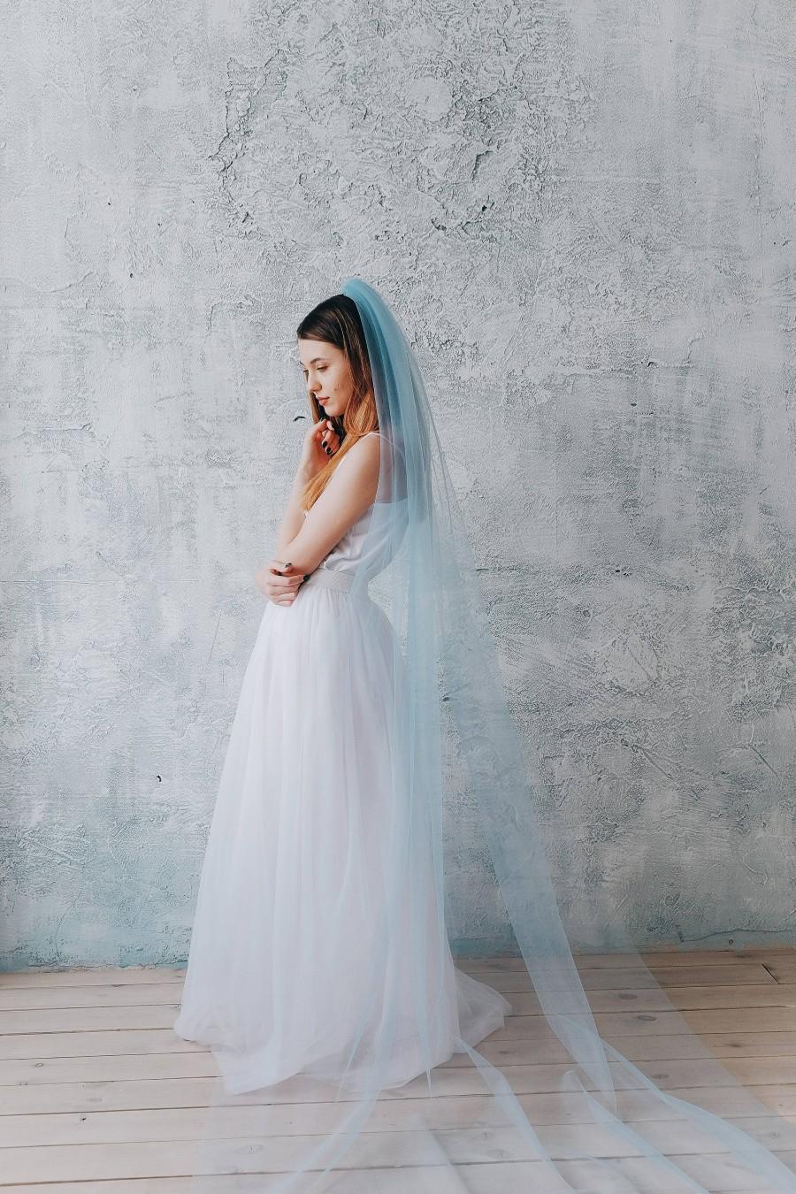 Hochzeit - Blue wedding veil, Something blue, Bridal veil
