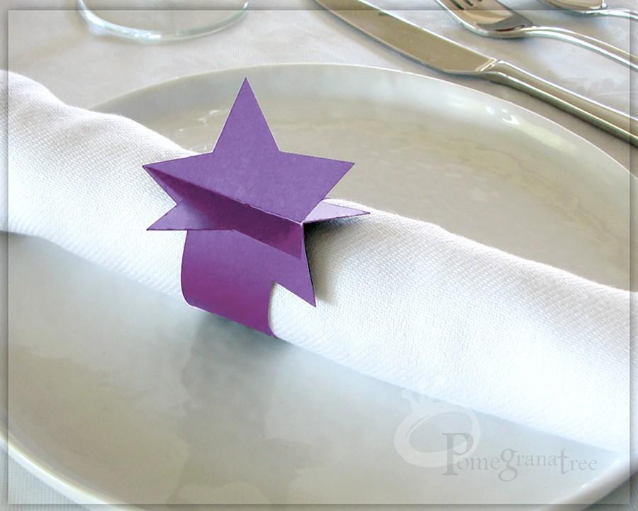 Wedding - Purple Napkin Rings, Star Paper Napkin Rings, Set of 10 Star Party Decoration, Purple Event Table Decor, Purple Star Napkins, Purple, ST17