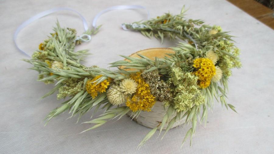 زفاف - Rustic head wreath, bridal head crown,dried flower wreath,rustic head crown,floral head crown,dried flower head crown, rustic hair accessory
