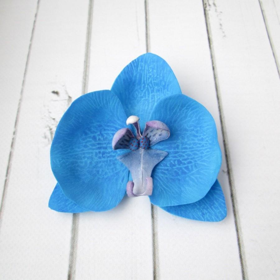Свадьба - Dark Blue Orchid Hairpin - Prom Flower Hair Accessories - Flowers Hair Pin Decoration - Sapphire Orchid Hawaiian Hair - Indigo Hair Clasp