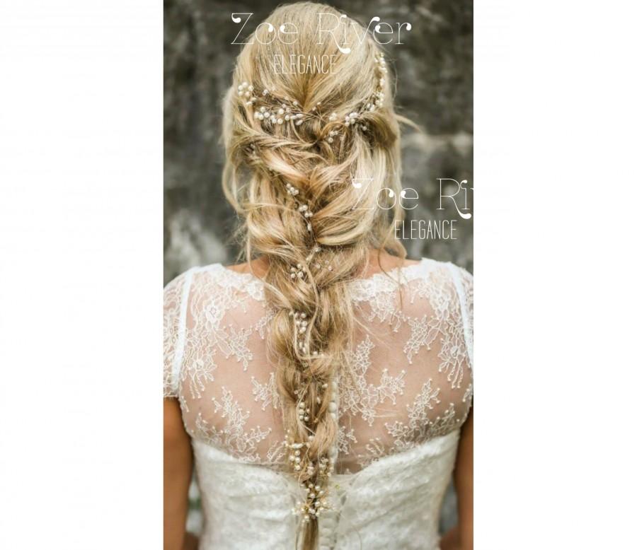 Wedding - Choose rose gold, silver or gold and pearl crystal bridal hair vine. Elegant wedding hair piece. White pearl clear bridal hair clip