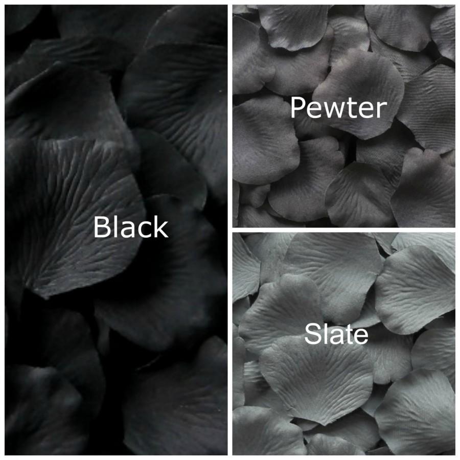 Mariage - Black and Grey Silk Rose Petals, 300 petals