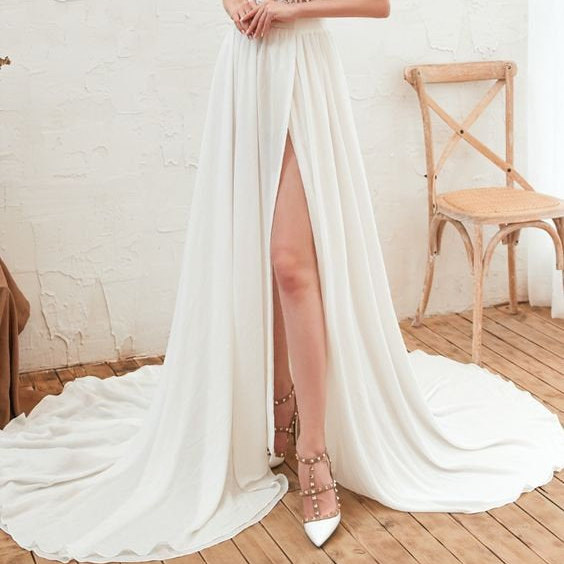 Wedding - Chiffon Skirt, Skirt, Skirt with Slit, Custom Skirt, Romantic Design, Ball Gown Skirt, Long Train Skirt, Bridal Skirt