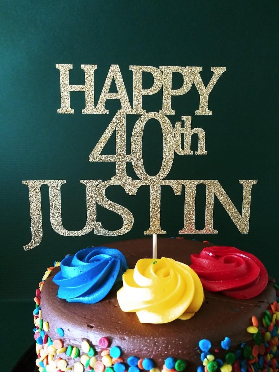 زفاف - Happy 40th Birthday 18th cake topper 21st 30th caketopper 50th 60th Custom Glitter Cake Topper Masculine Cake Topper  Cake Topper For Man