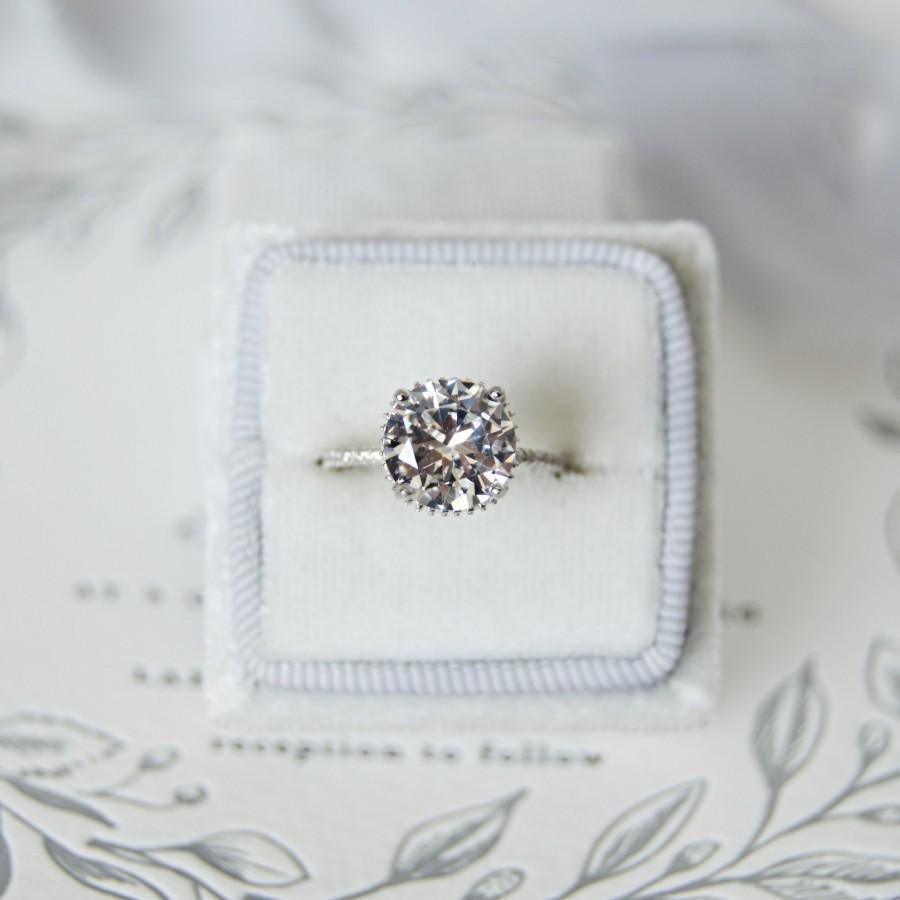 Wedding - Hannah: Round Cut Solitaire with Under Halo - CZ & Sterling Silver