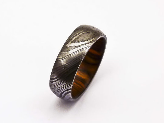 Свадьба - Damascus Steel Ring Band Walnut Wood Shall Custom Width Handmade Damascus Ring Men Wedding Ring Men Engagement Ring Men Band