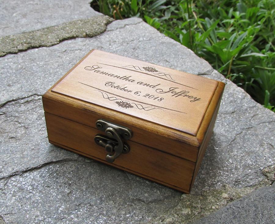 زفاف - His & Her Ring Box,Wedding Ring Box For Ceremony,Personalized Ring Holder,Rustic Ring Pillow,Wooden Ring Box,Personalized Wedding Box
