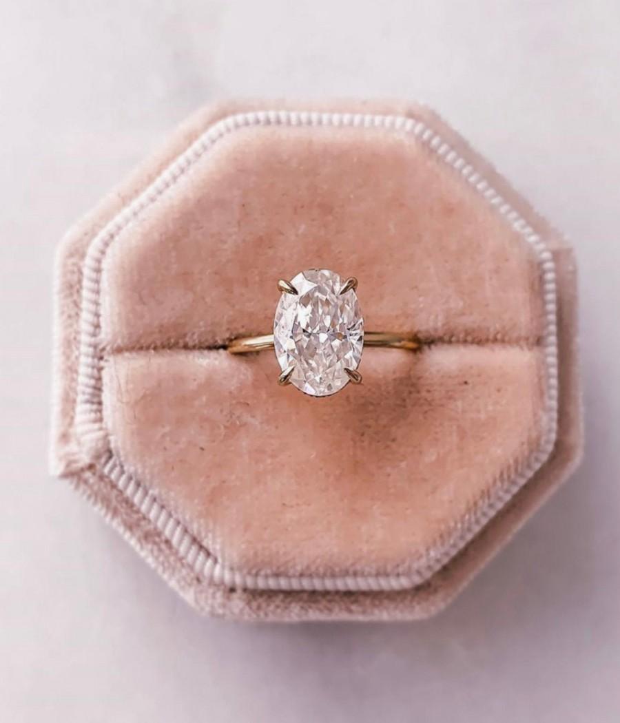 Mariage - Rose Gold Promise Ring, Oval Solitaire Ring, Engagement Ring, Bridal Jewelry, Wedding Accessory, Gift for Her, 1.25ct, 14K Rose Gold Plated