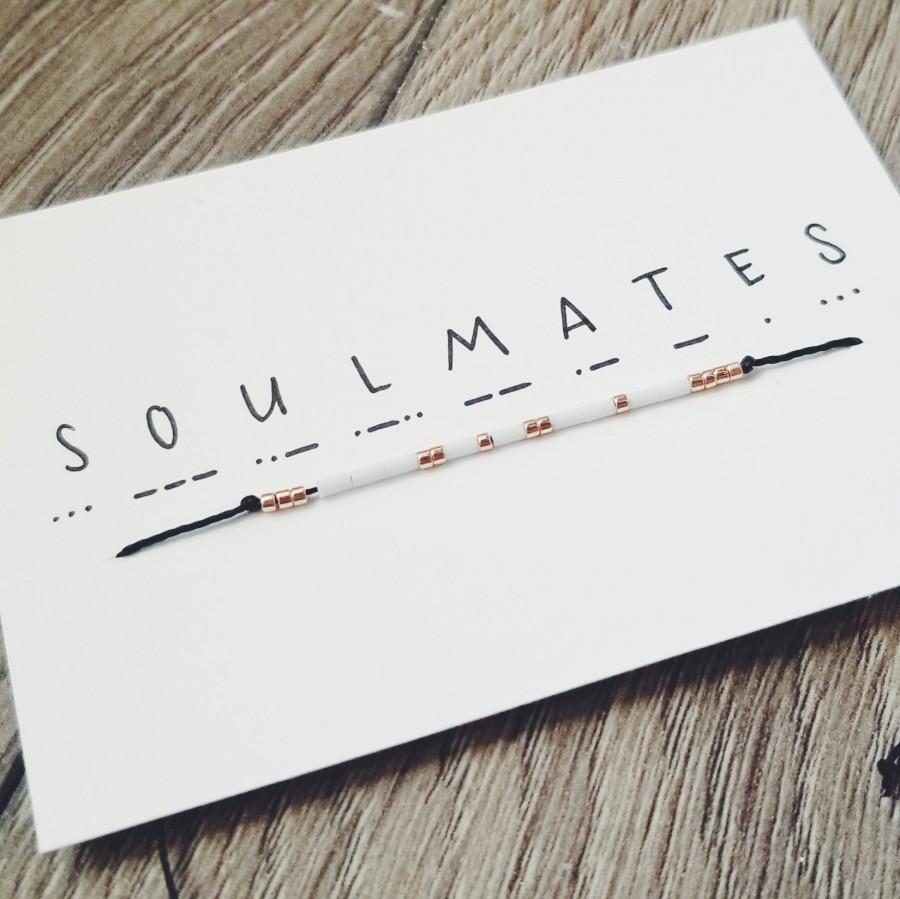 زفاف - SOULMATES - Morse Code – Customize Colour – Bead Friendship Bracelet – Dainty Bracelet – Birthday – Jewelry – Minimalist – Gift - Wedding