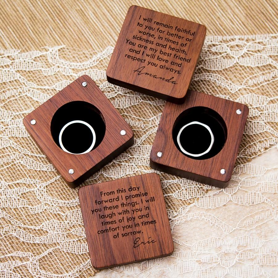 Mariage - 2pc Square Mini Ring Box Set - Wedding Ring Boxes, Engagement Gift for the Couple, Ring Dish Set, Christmas Gift for Couples