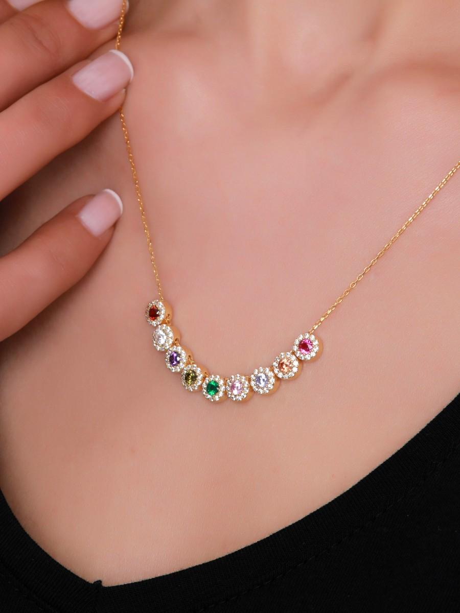 زفاف - Birthstone Necklace for Mothers Day, Personalized Family Birthstone Jewelry, Dainty Silver Necklace, Minimalist Gift for Mom
