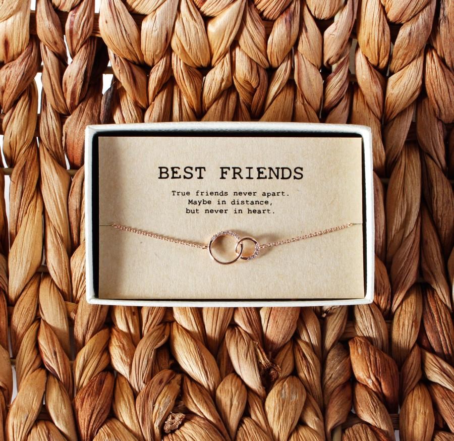 زفاف - Best friend Necklace • Crystal Necklace • Best Friend Gift Jewelry• Friends Forever • 2 Interlocking Circles Necklace • 01-Ne-BEST FRIENDS
