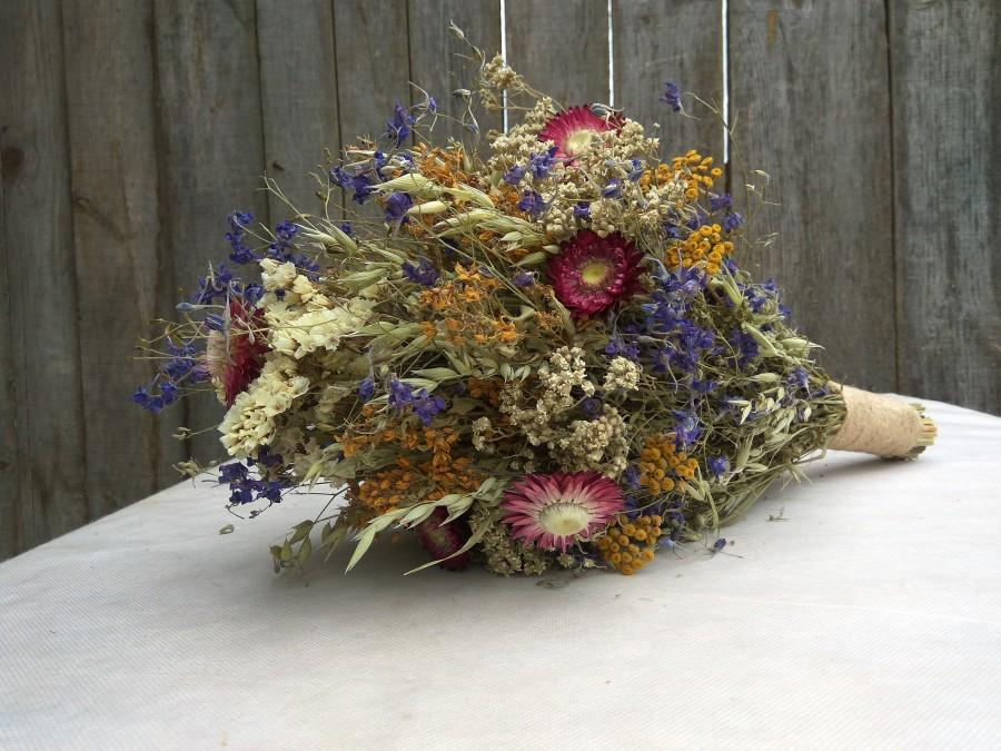 Wedding - Rustic wedding bouquet, bridal bouquet, bridesmaid bouquet,dry flower bouquet,dried flowers,dried flower wedding bouquet,wild flower bouquet