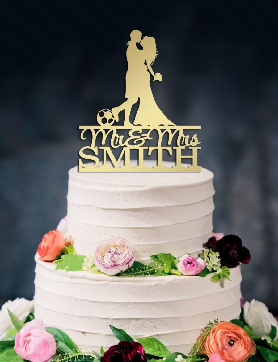 Hochzeit - Soccer Wedding Cake Topper,Football Cake Topper,Custom Cake Topper,Mr & Mrs Cake Topper,Soccer Player Wedding,Football players Silhouette