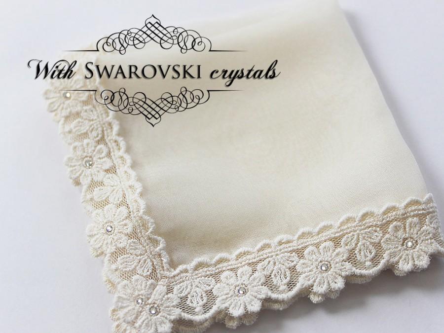 Hochzeit - Silk handkerchief, Bride Hankie, Wedding Hanky for Daughter, Bride Gift from Mom, Bridal Accessories
