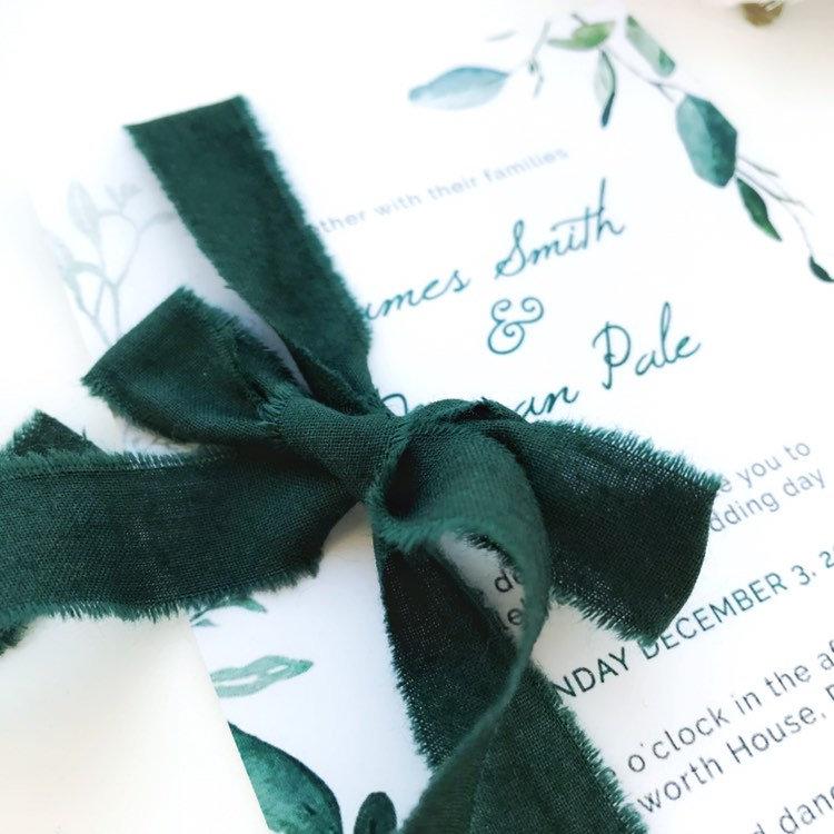 Mariage - Hunter green cotton ribbon Invitation wedding ribbon Satin ribbon Gift wedding wrapping