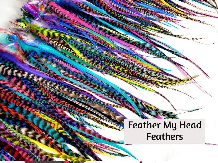 زفاف - 25 Pc Loose Feathers For Fly Tying , Hair , Crafts -5" to 7" Long  -  Discounted - Variety Of Colors