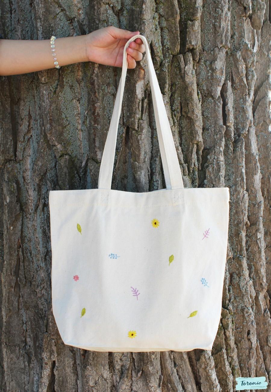 Mariage - RESTOCKED - Personalized floral embroidered tote bag - Christmas gift - Holiday stocking stuffer