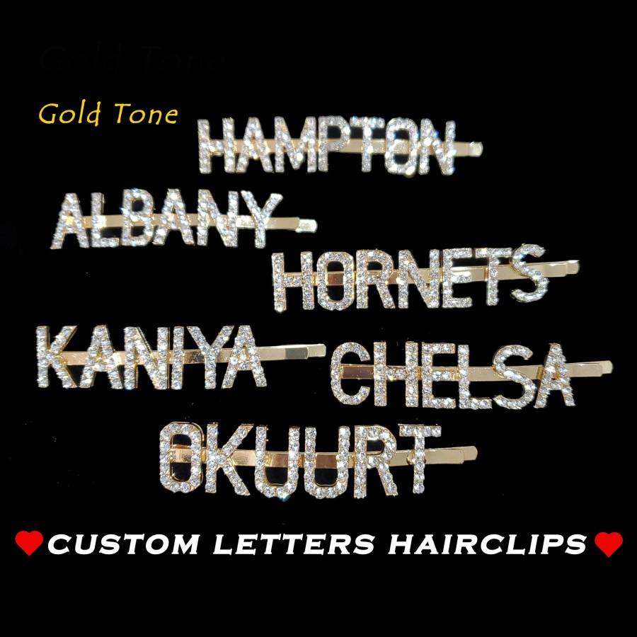 Hochzeit - Custom Gold Hair Clip - Personalized Word Hair Clip - Gold Bobby Pin - Custom Name Hair Clip - Hair Pin - Word Barrettes Hair Accessories