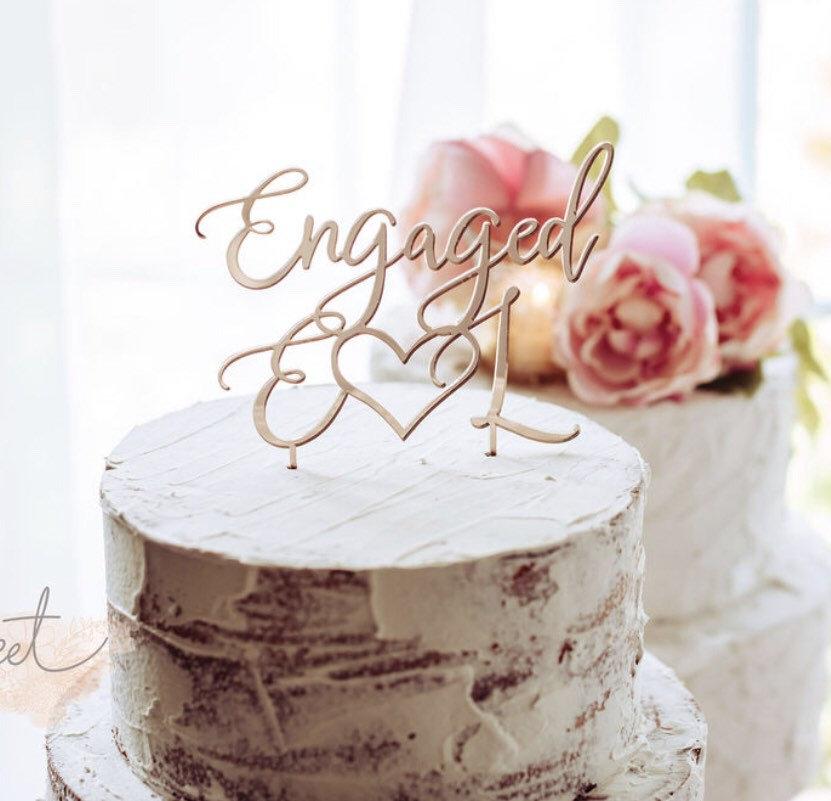 Hochzeit - Engagement Cake Topper, Custom Engaged Cake Topper - We're Engaged -  engagement party decorations - rose gold