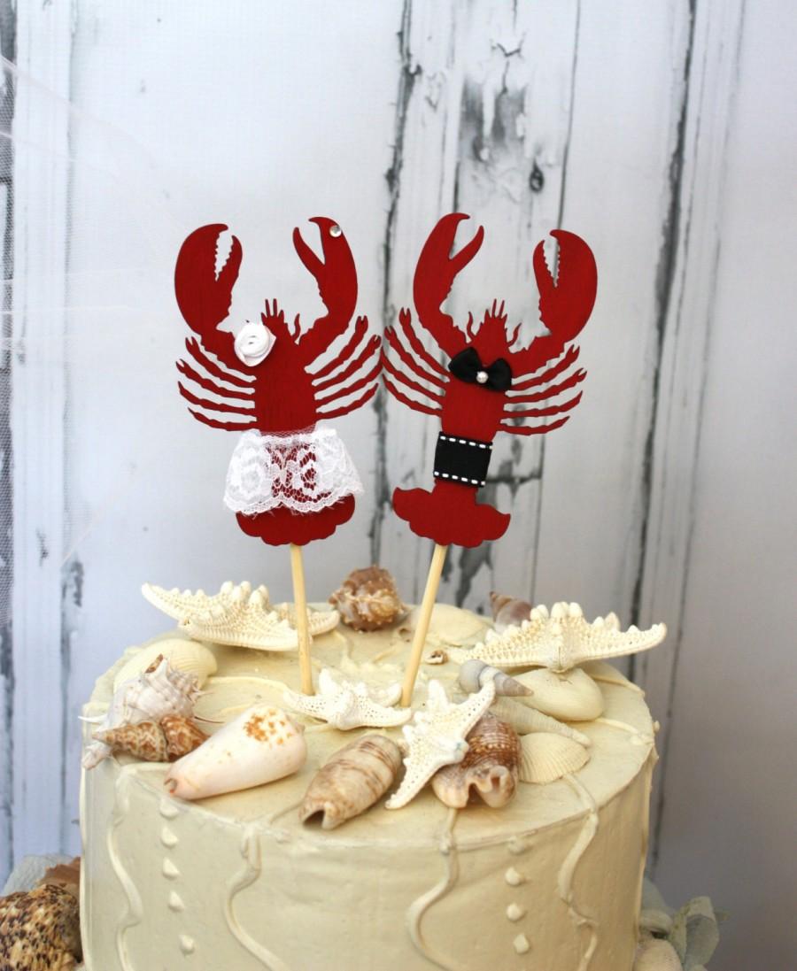 Hochzeit - Lobster wedding cake topper-lobster-wedding cake topper-lobster lover-crab-beach wedding-destination wedding