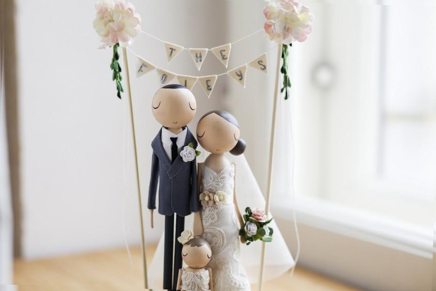 زفاف - Wedding cake Topper,Rustic Wedding Cake Topper,Cake Topper,Wooden Cake Topper,Wooden Peg Doll,Personalized,Boho cake topper