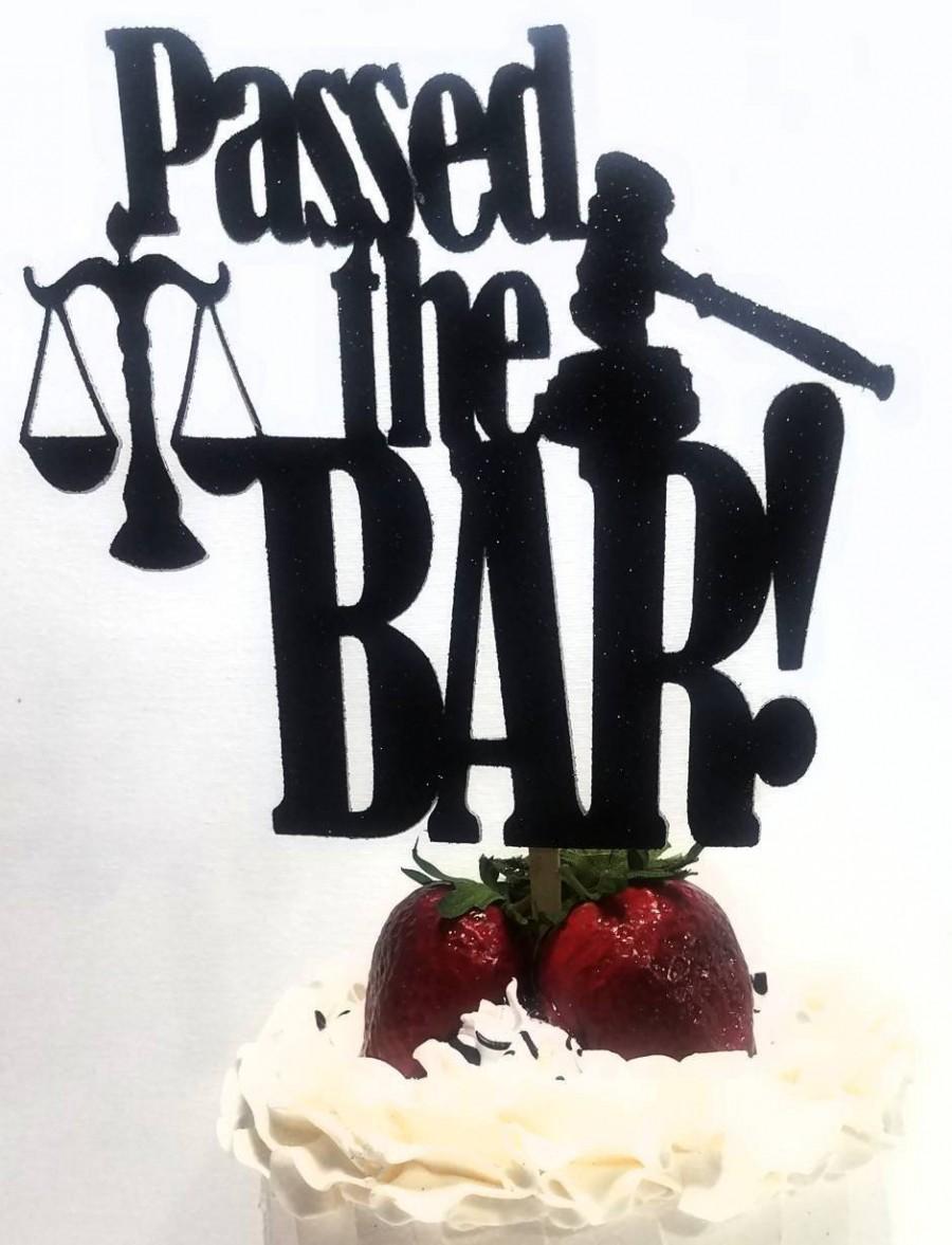 Mariage - DOUBLE SIDED Passed the BAR exam Law scales of justice and gavel cake topper celebration  party  graduation attorney lawyer judge
