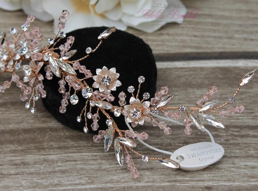 Mariage - FAST SHIPPING!!! Rose Gold Bridal Hair Comb, Wedding Hair Comb, Crystal Hair Comb, Swarovski Hair Comb, Headpiece, Sweet 16 Hair Comb