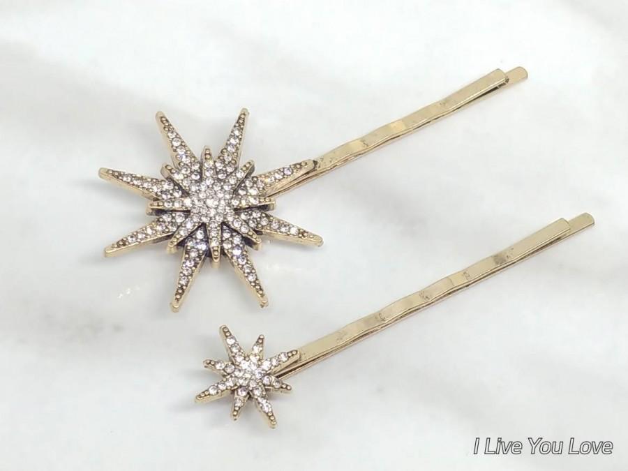 زفاف - Shooting Star Hair Pins-Celestial Hair Accessory-Wedding Hair Accessory-Bridal Hair Pins-Wedding Bobby Pins-Star Hair Piece-Star Headpiece