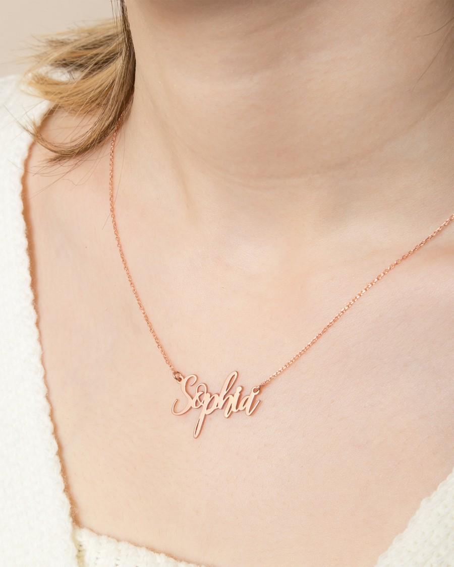 Wedding - Gold Custom Name Necklace - Name Jewelry - Personalized Name Necklace - 925K sterling Silver Name Necklace - Christmas Gift for Wife