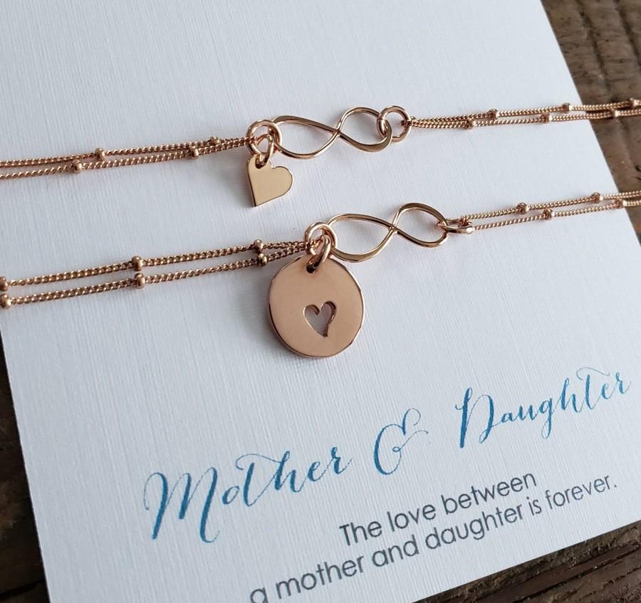 Mariage - mother of the bride gift, mother daughter infinity heart bracelet, satellite chain, mom wedding gift from daughter, mother of bride keepsake